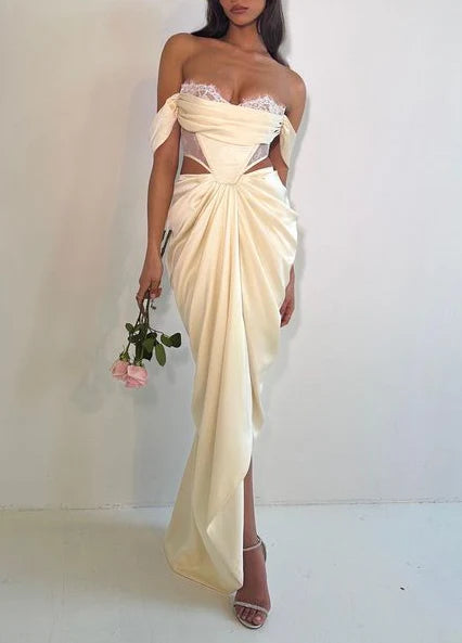 Sexy Mermaid Strapless Exquisite tailoring Show waist Long Prom Dress