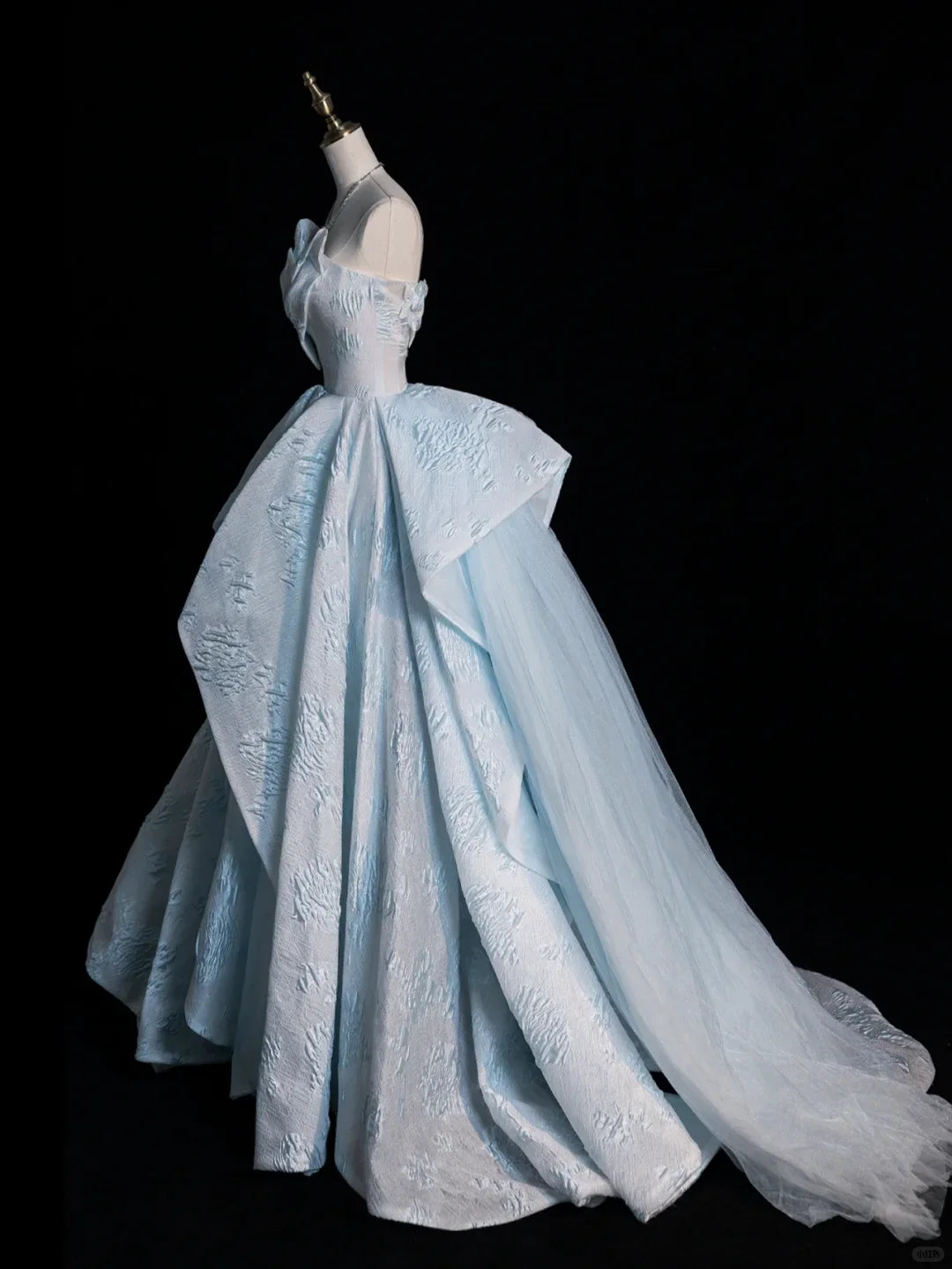 Cute A Line Straps Sky Blue Satin Tulle Long Evening Dresses