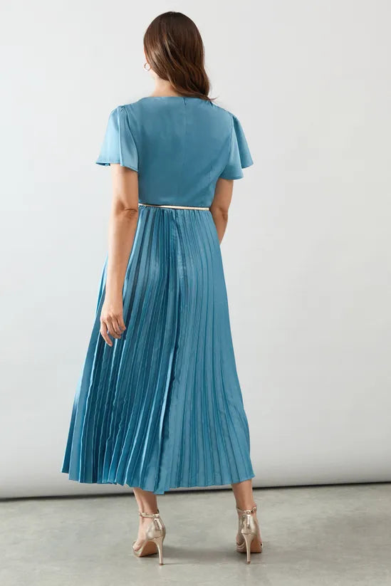 Belted Satin Pleated Midaxi Retract Your Waist Mother Of The Bride Outfits Dress