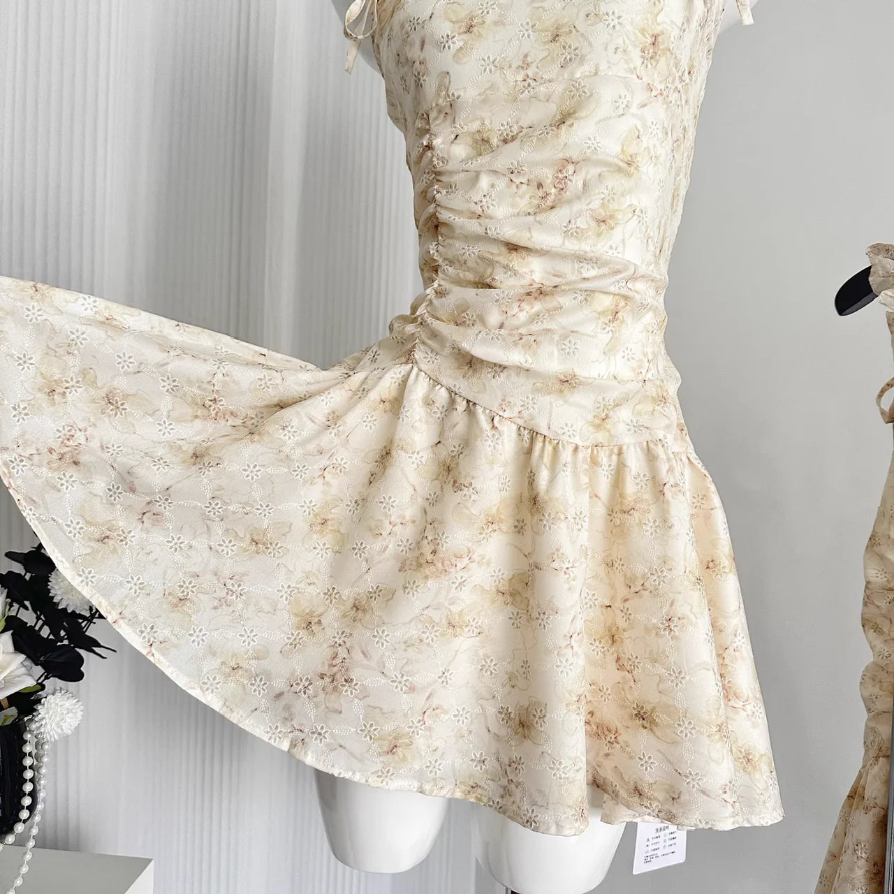 Romantic Floral Retract Your Waist Short Homecoming Dress Yellow Birthday Outfits