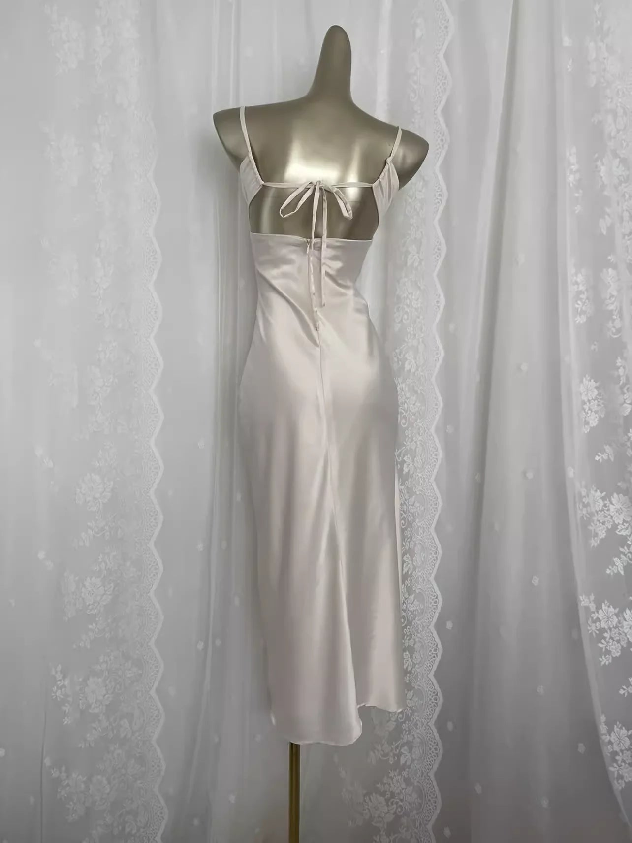 Spaghetti Straps Satin Vacation Beach Dress Simple Sheath Prom Dresses