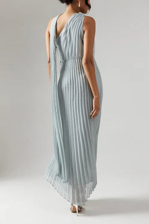 Elegant and gentle Unique design Pleated Chiffon Asymmetric Bridesmaid Dress