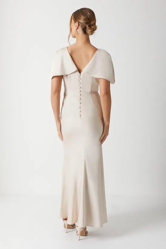 V Neck Satin Sleeveless Unique design Retract Your Waist Bridesmaids Dress