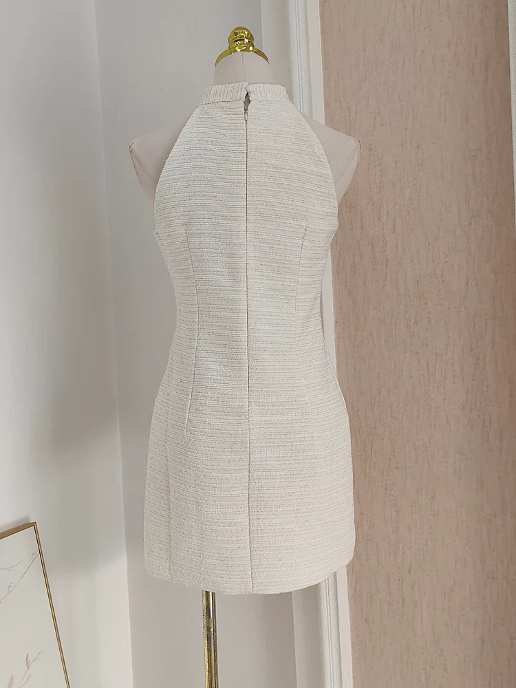 Halter White Satin Short Cheap A line Homecoming Dresses Birthday Outfits