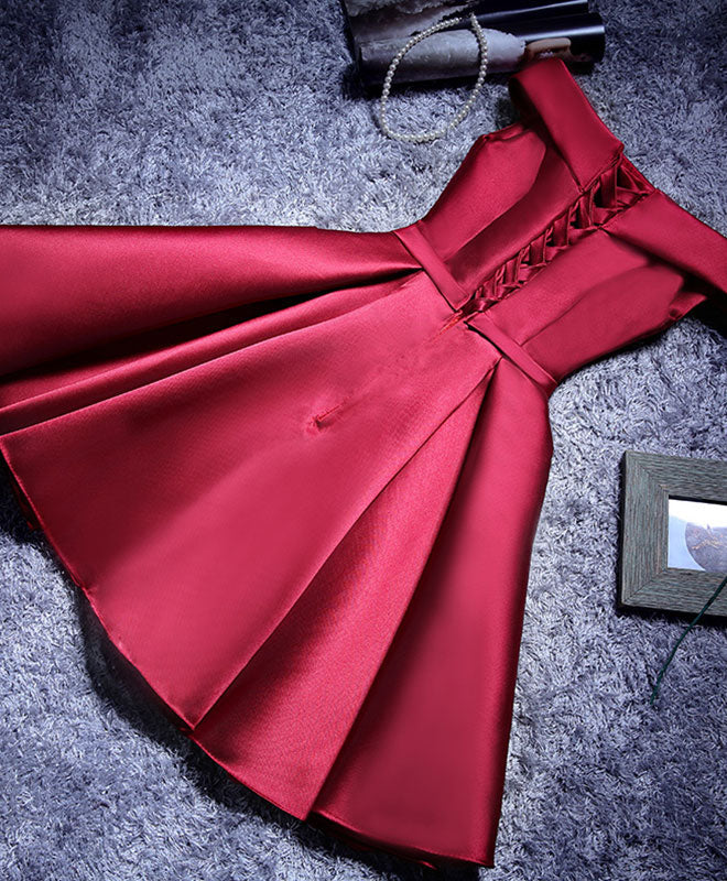 Simple A Line Satin Short Prom Dresses, Full of charm Formal Bridesmaid Dresses