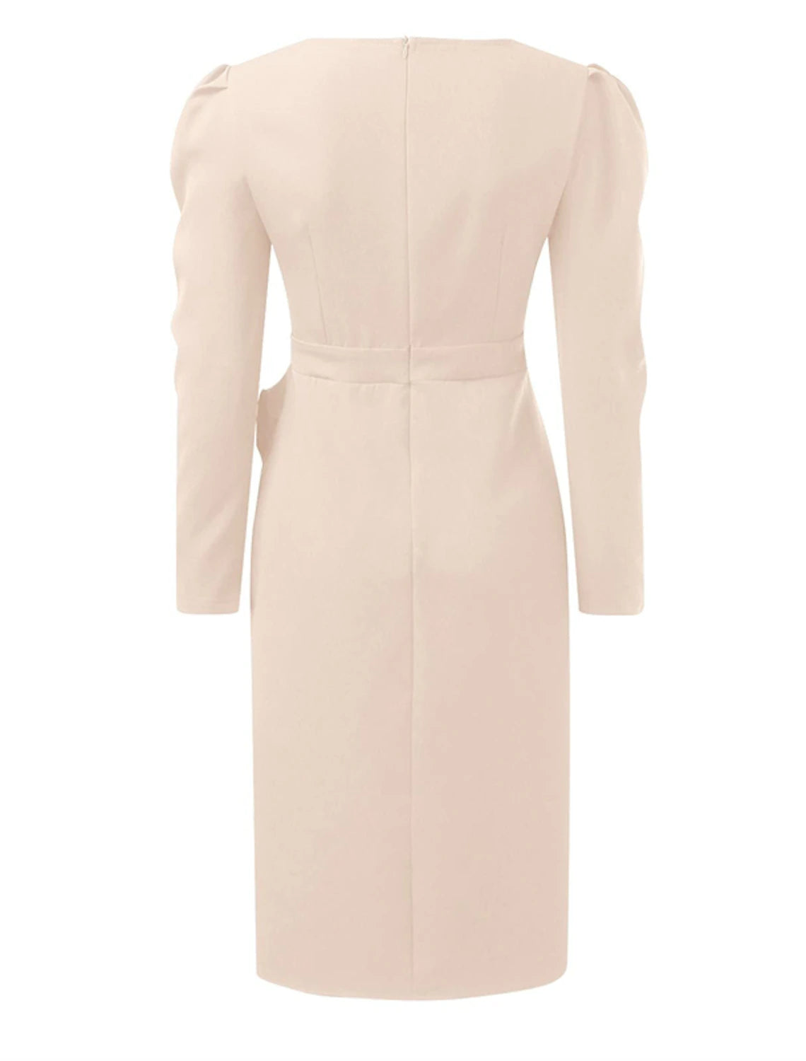 Women's Work Dress Midi Dress Black Red Fuchsia Long Sleeve Pure Color Ruffle Summer Spring Fall V Neck Stylish Summer Dress Daily Vacation