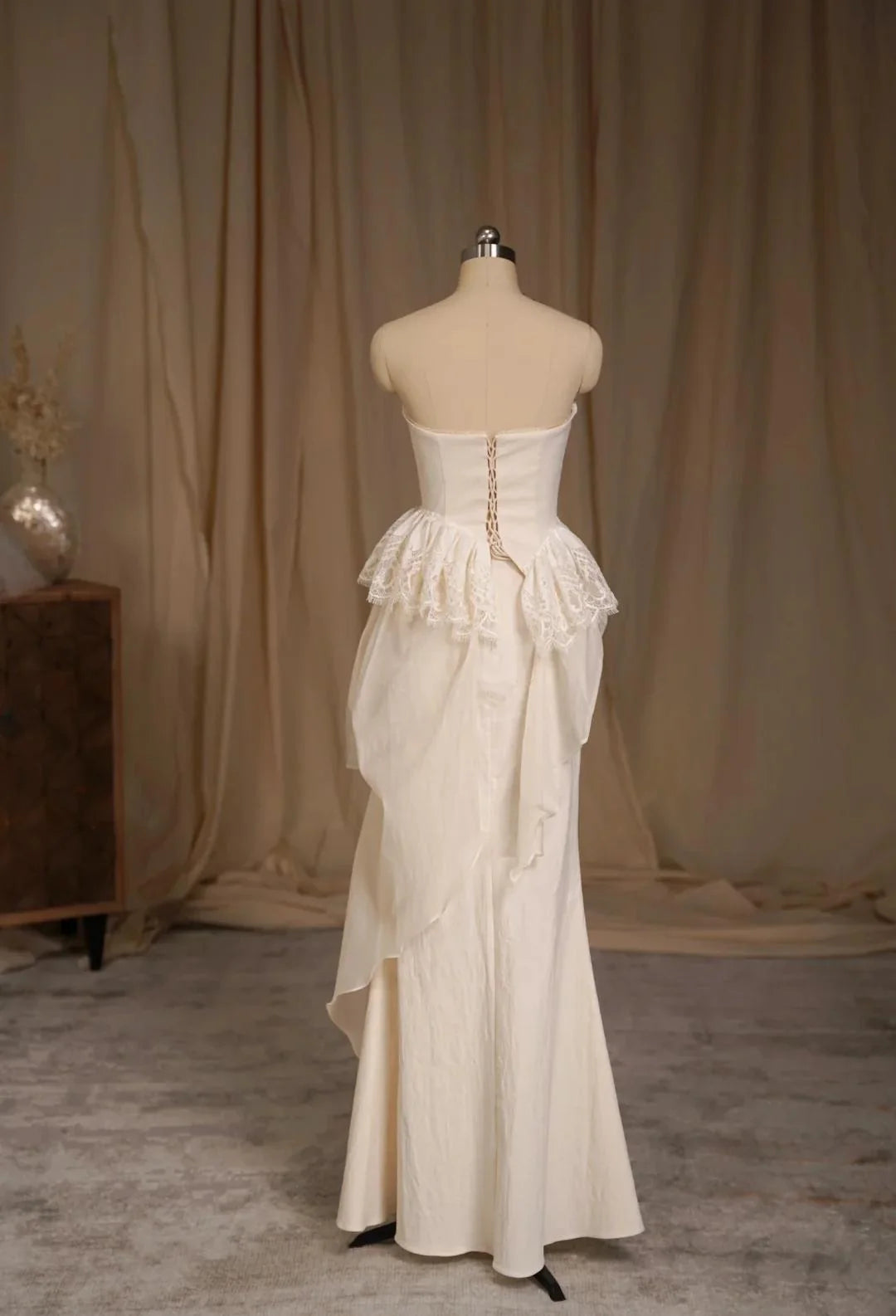 Strapless Two-piece Evening Dress Elegant Tulle Lace Simple Wedding Dress