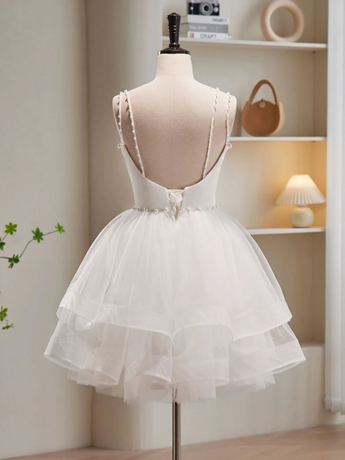 White Tulle Short Prom Dresses, Cute White Puffy Unique design Homecoming Dresses