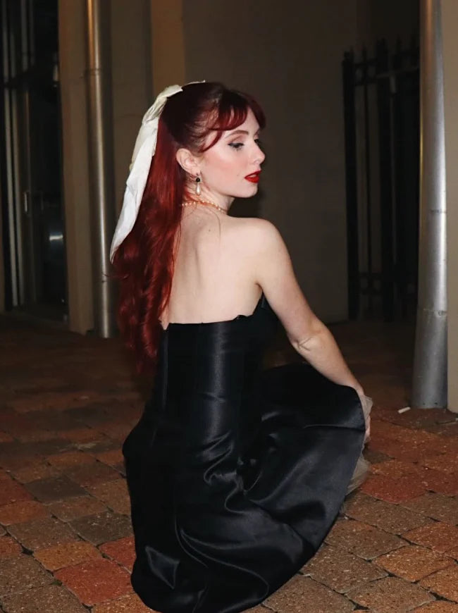 Black Satin White Tulle Short Cocktail Dresses Cute A Line Strapless Homecoming Dresses