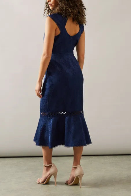 Occasion Jacquard Peplum Hem Midi Mother Of The Bride Outfits Dress