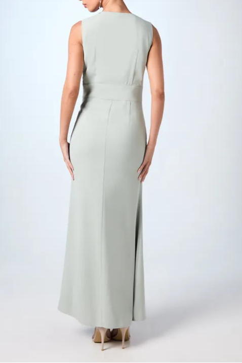 V Neck Empire Seam Crepe Retract Your Waist Sleeveless Bridesmaids Dress