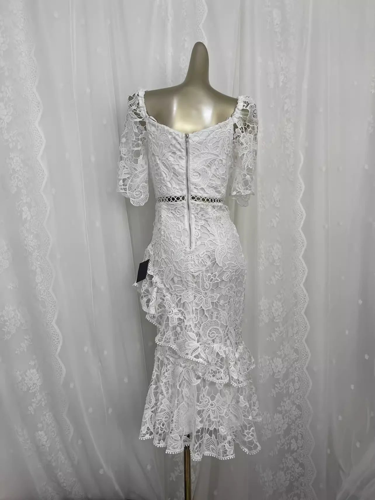 Sexy Mermaid Lace White Travel Vacation Beach Dress Top-quality fabric Homecoming Dress