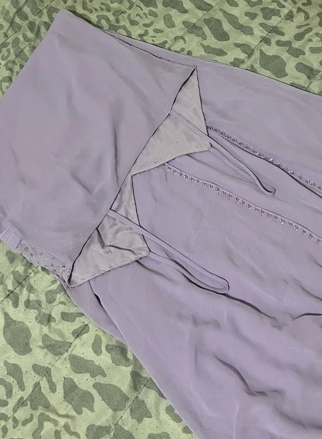 Elegant Purple A Line Spaghetti Strap Beaded Sequin Chiffon Prom Dress