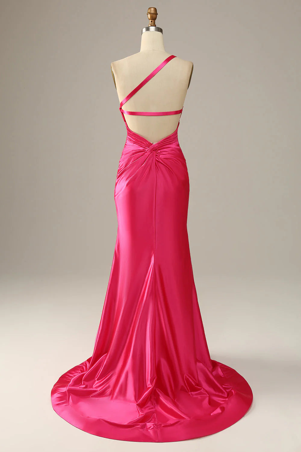 Full of charm Unique design Fuchsia One Shoulder Mermaid Prom Dress