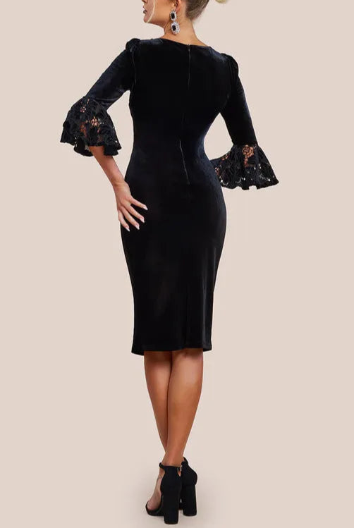 Elegant and gentle Crochet Velvet Wrap Unique design Midi Bridesmaids Dress