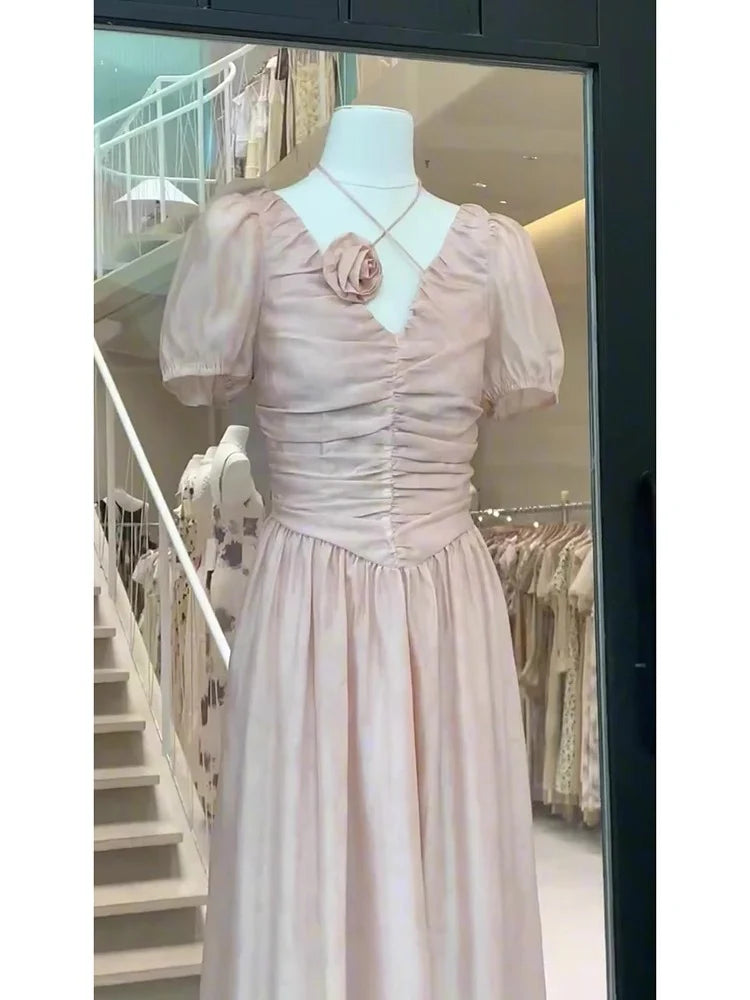 Sexy A line V Neckline Pink Chiffon Beach Dress Women's Full of charm Prom Dresses