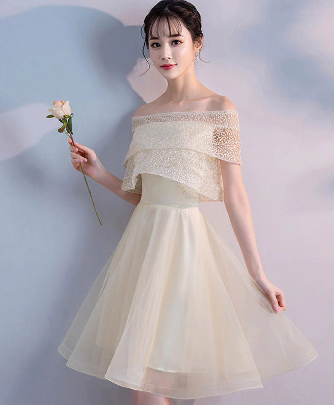 Champagne Tulle Short Prom Dress, Unique design Exquisite tailoring Homecoming Dress