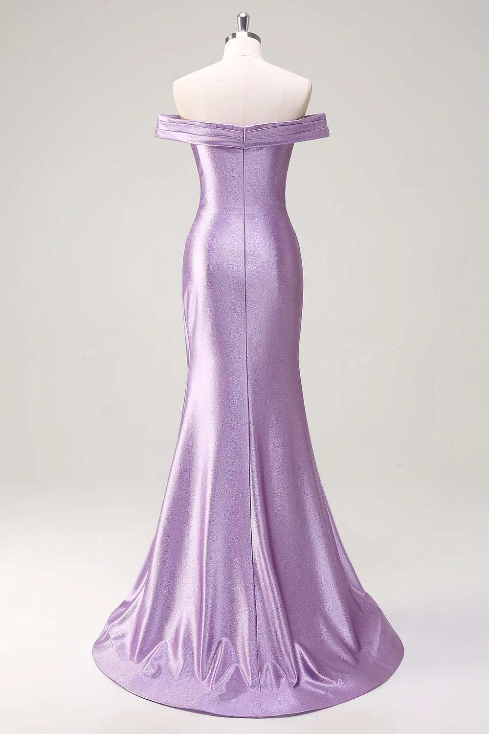 Full of charm Lilac Mermaid Off The Shoulder Ruched Long Prom Dress