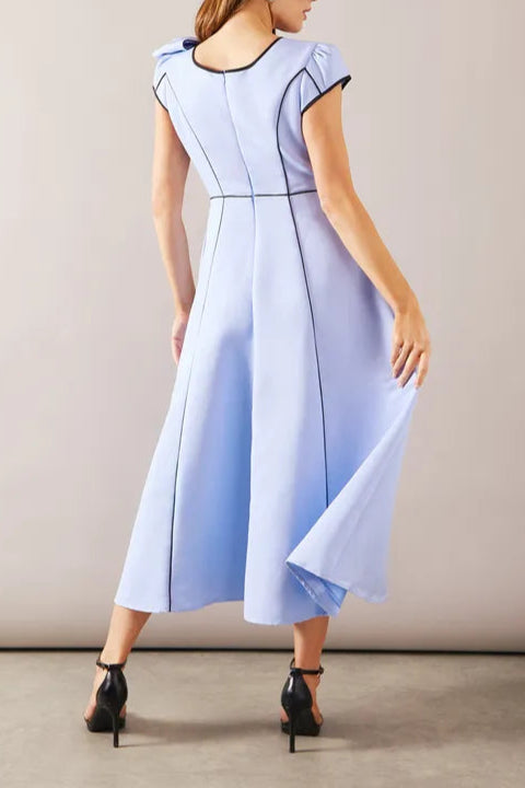 Structured Twill Satin Piped Midaxi Mother Of The Bride Outfits Dress