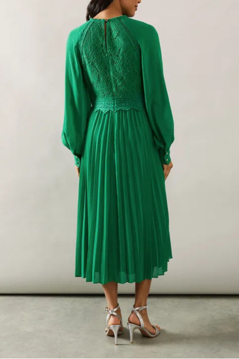 Occasion Lace Insert Pleated Midi Mother Of The Bride Outfits Dress