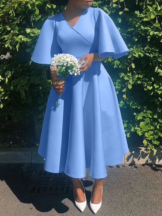 V-neck ruffled pattern classic satin fabric premium wedding dress