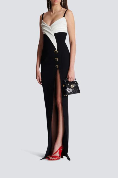 Unique design Appropriate color matching Monochrome Slit Satin Party Prom Dress