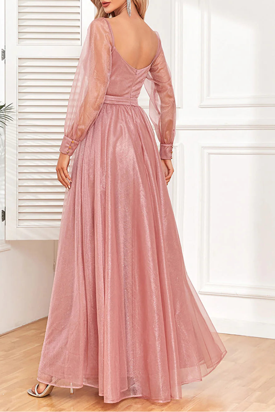 Full of charm Dusty Rose A-Line Long Sleeves Prom Dress