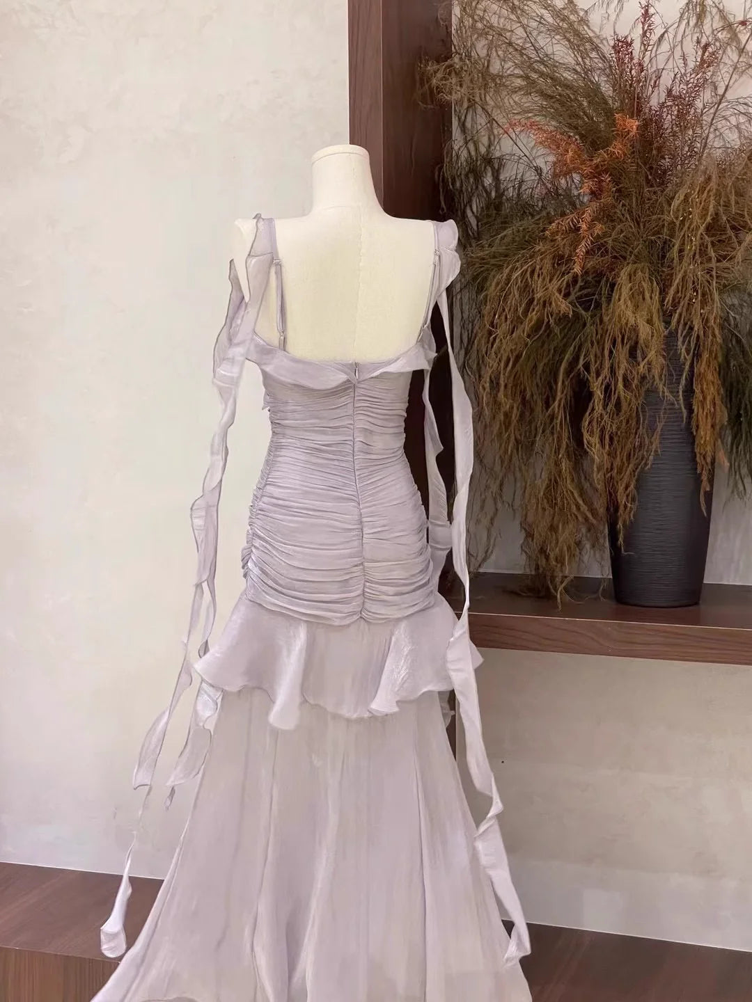 Sexy Sheath Spaghetti Straps Ruffled Light Lilac Women's Unique design Homecoming Dresses