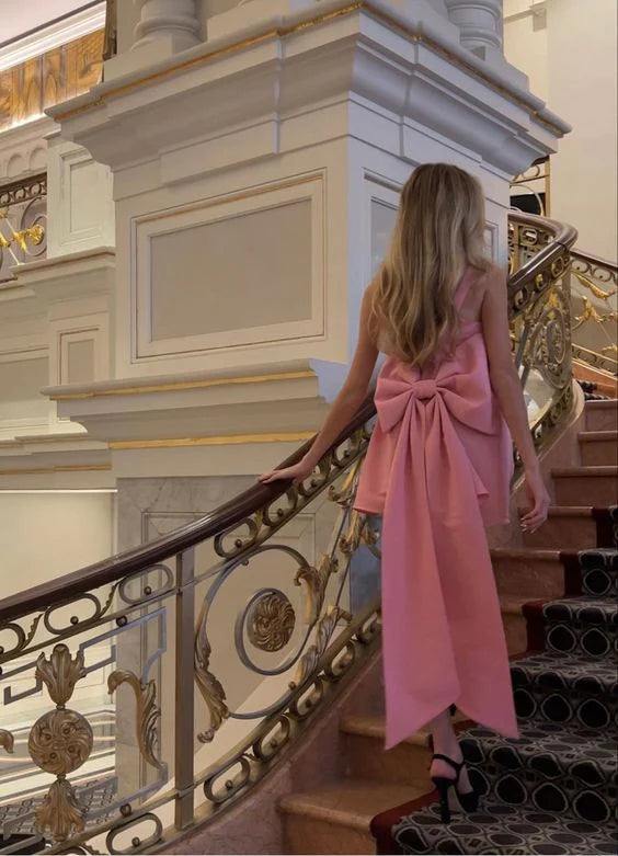 Pink Short Satin Sleeveless Retract Your Waist Homecoming Dresses With Boknot