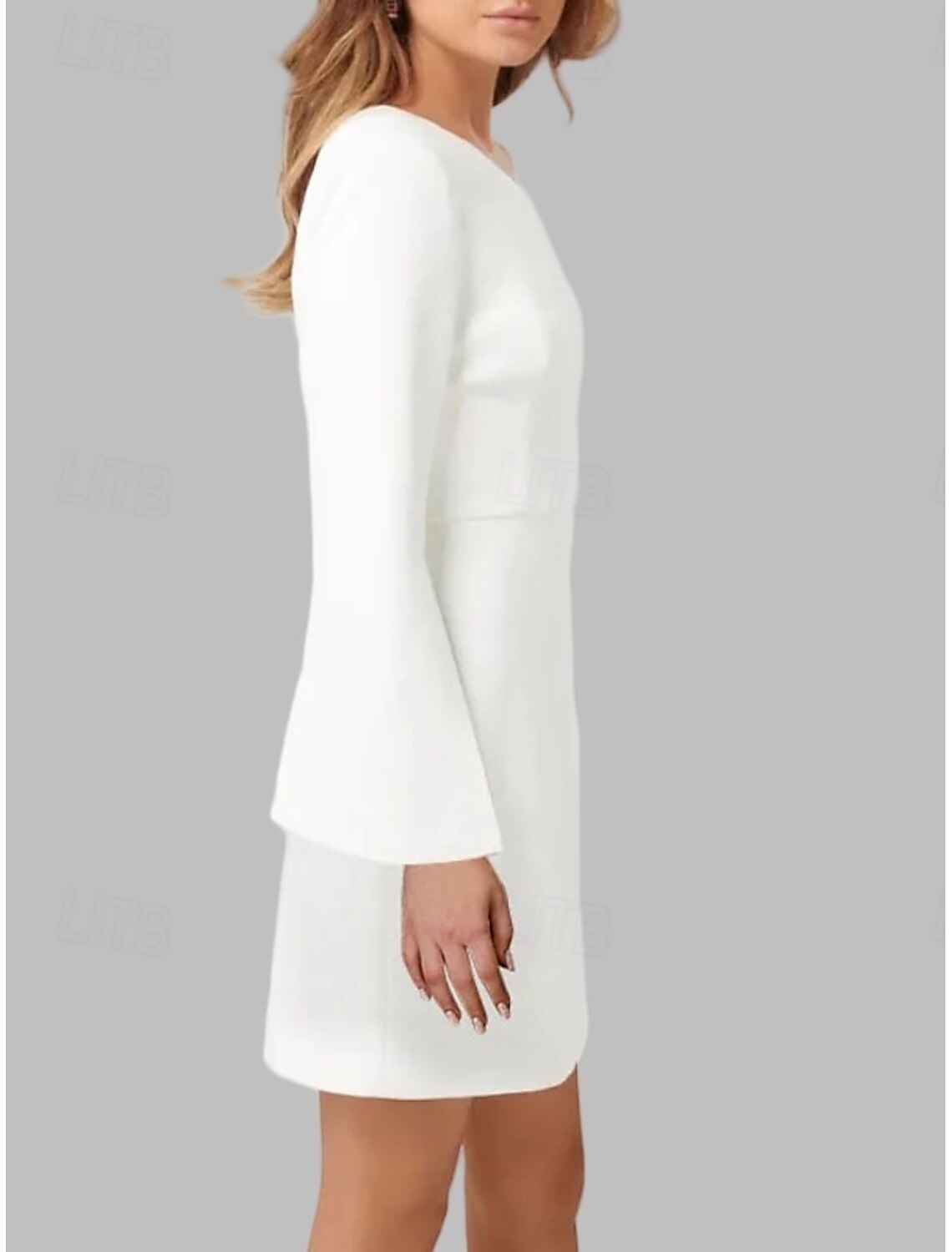 Engagement Little Wedding Dresses Sheath Column One Shoulder Long Sleeve Short Bridal Gowns