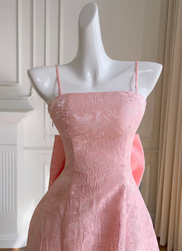 Pink Sweet Spaghetti Strap A-Line Short Retract Your Waist Prom Dress