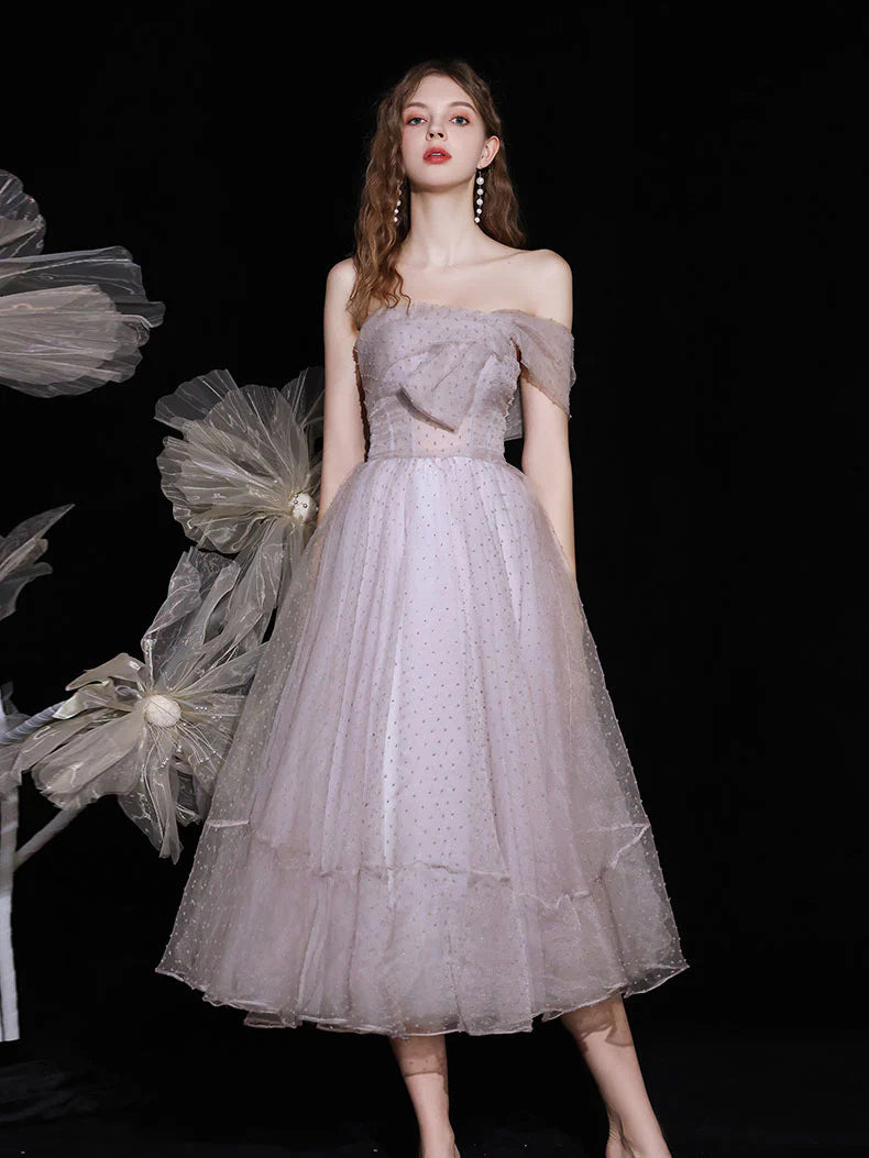 Light Pink Purple Tulle Short Prom Dress ,Retract Your Waist Homecoming Dresses