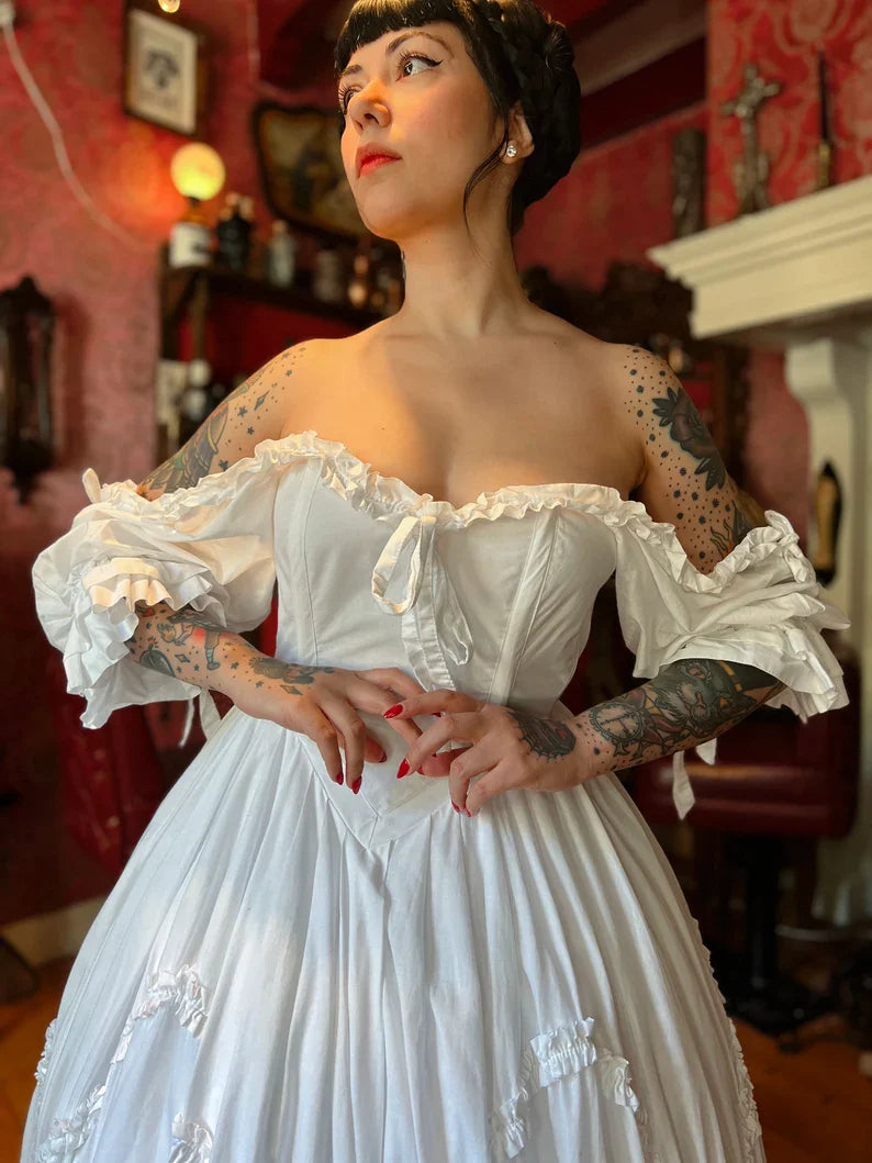 Puff White Satin Long Birthday Dress Cute A Line Evening Dress