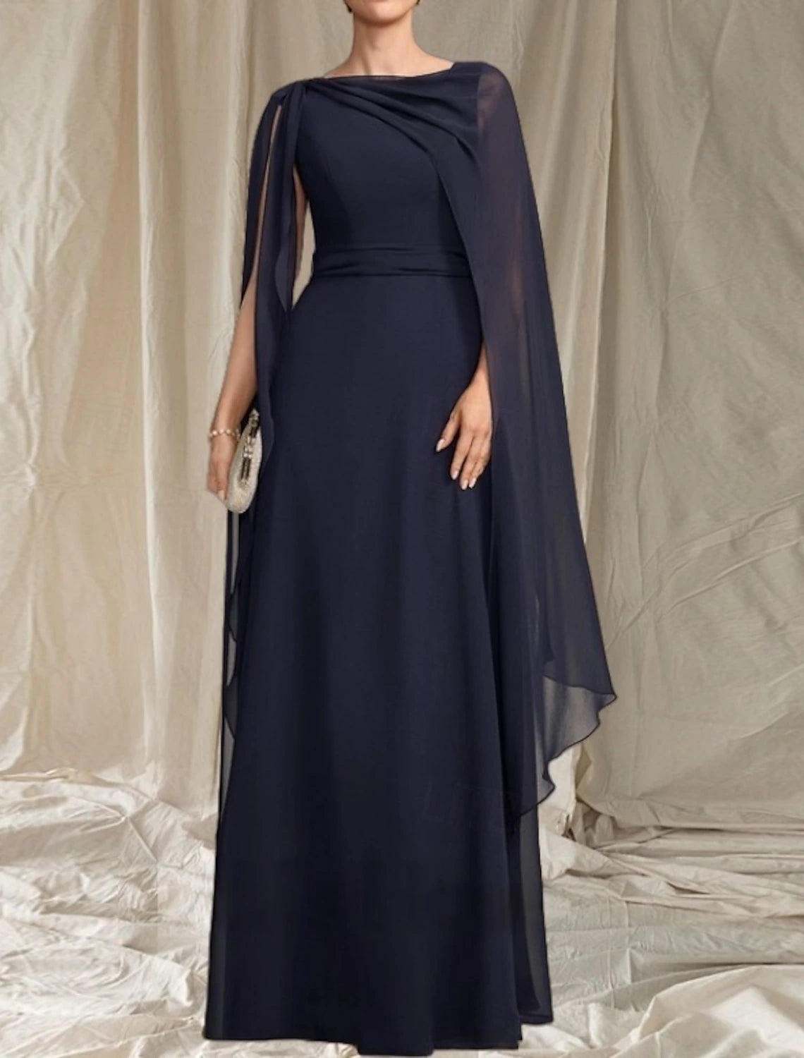 A-Line Mother of the Bride Dress Wedding Guest Elegant Crew Neck Floor Length Chiffon Sleeveless with Sash / Ribbon Ruffles Ruching 2025