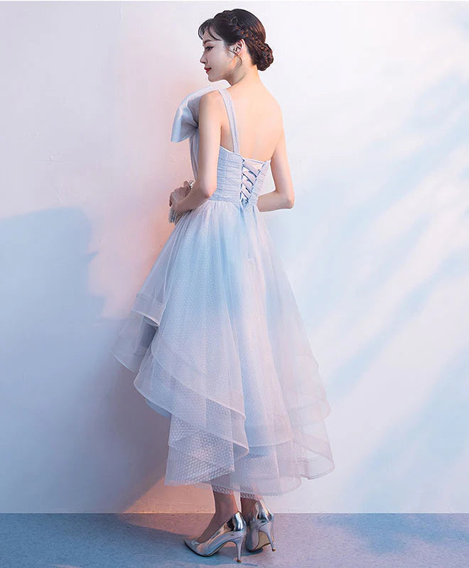 Gray Tulle High Low Prom Dress, Appropriate color matching Homecoming Dress