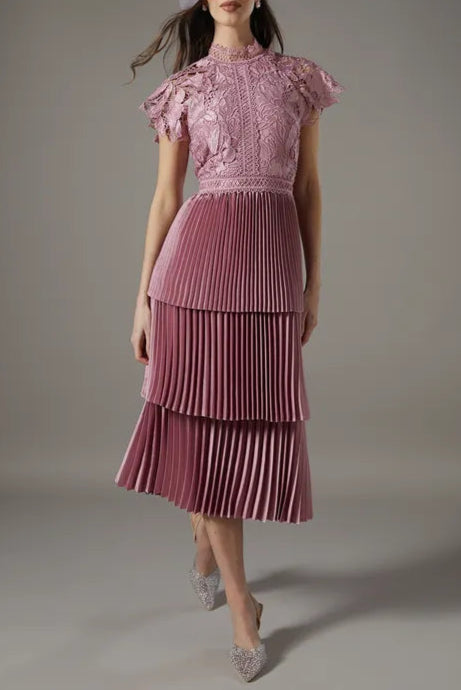 Satin Lace Unique design Tiered Mother Of The Bride Outfits Dress