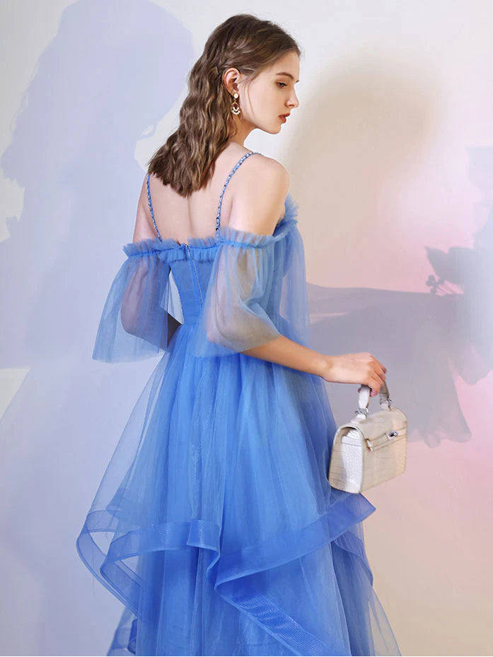 Simple Blue Tulle Short Prom Dress, Puffy Full of charm Homecoming Dress