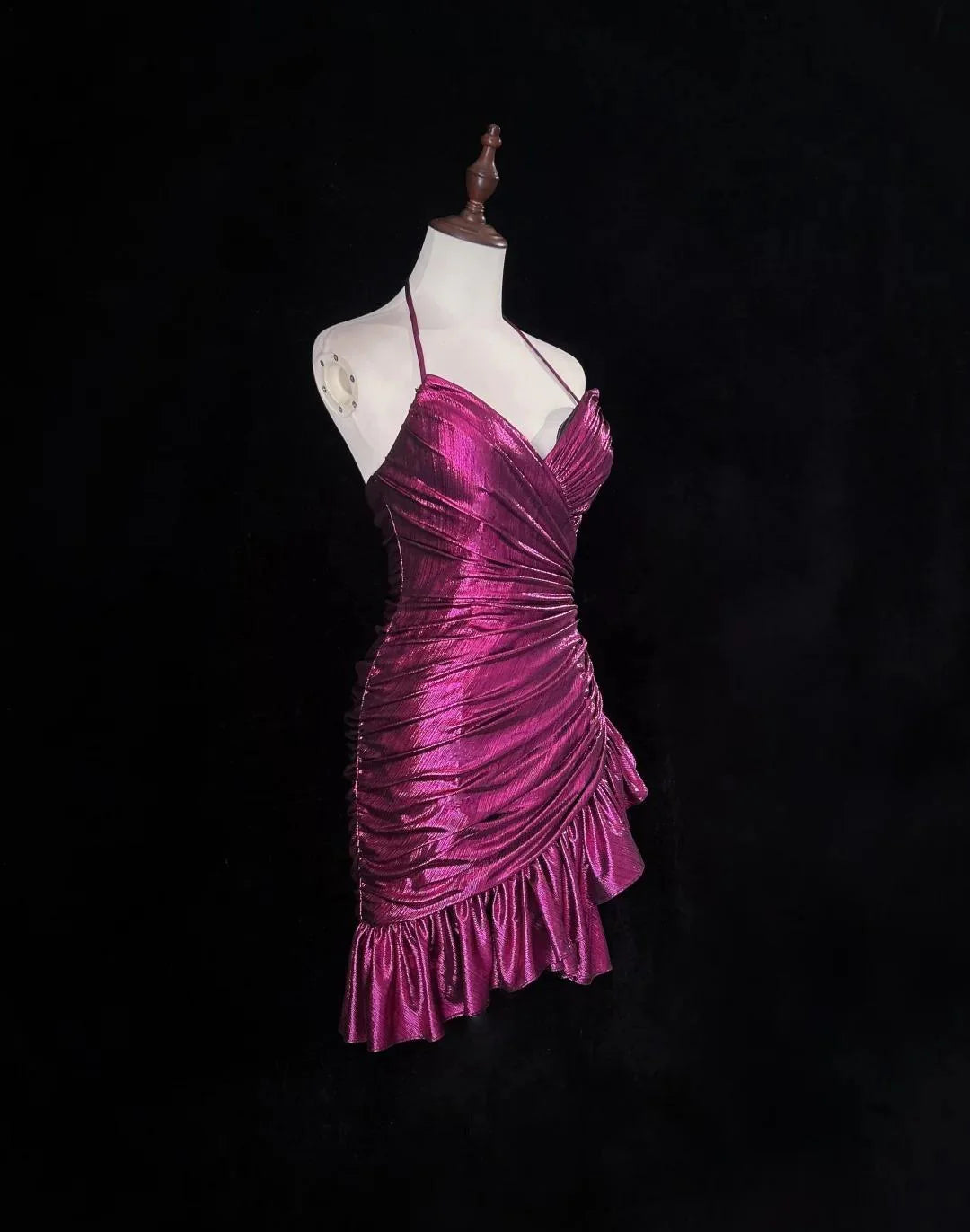 Spaghetti Straps Bodycon Satin Short Prom Dresses Vintage Gorgeous Fuchsia Homecoming Dress