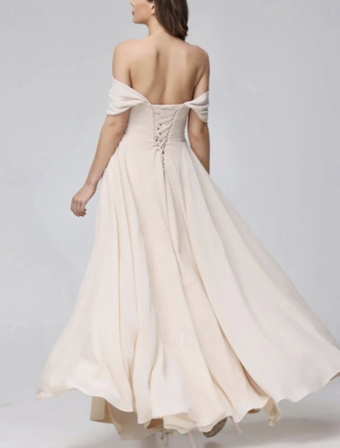 A-Line Bridesmaid Dress Floor Length Sweetheart Short Sleeve Elegant Chiffon with Split Front