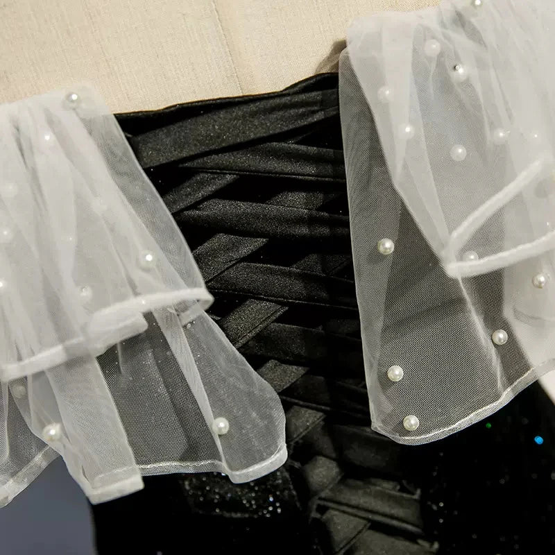 Off the Shoulder Mermaid Black Prom Dresses Sexy Evening Dress