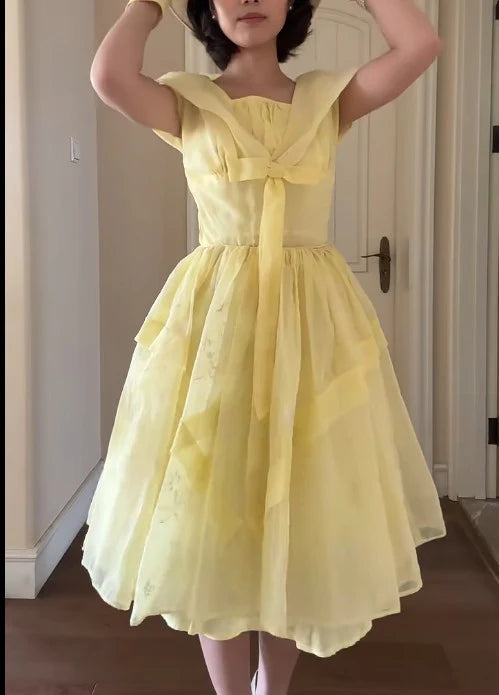 Unique design Retro Yellow A-Line Retract Your Waist Fashion Homecoming Dress