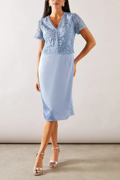 Lace Overlay Pencil Midi Mother Of The Bride Outfits Dress