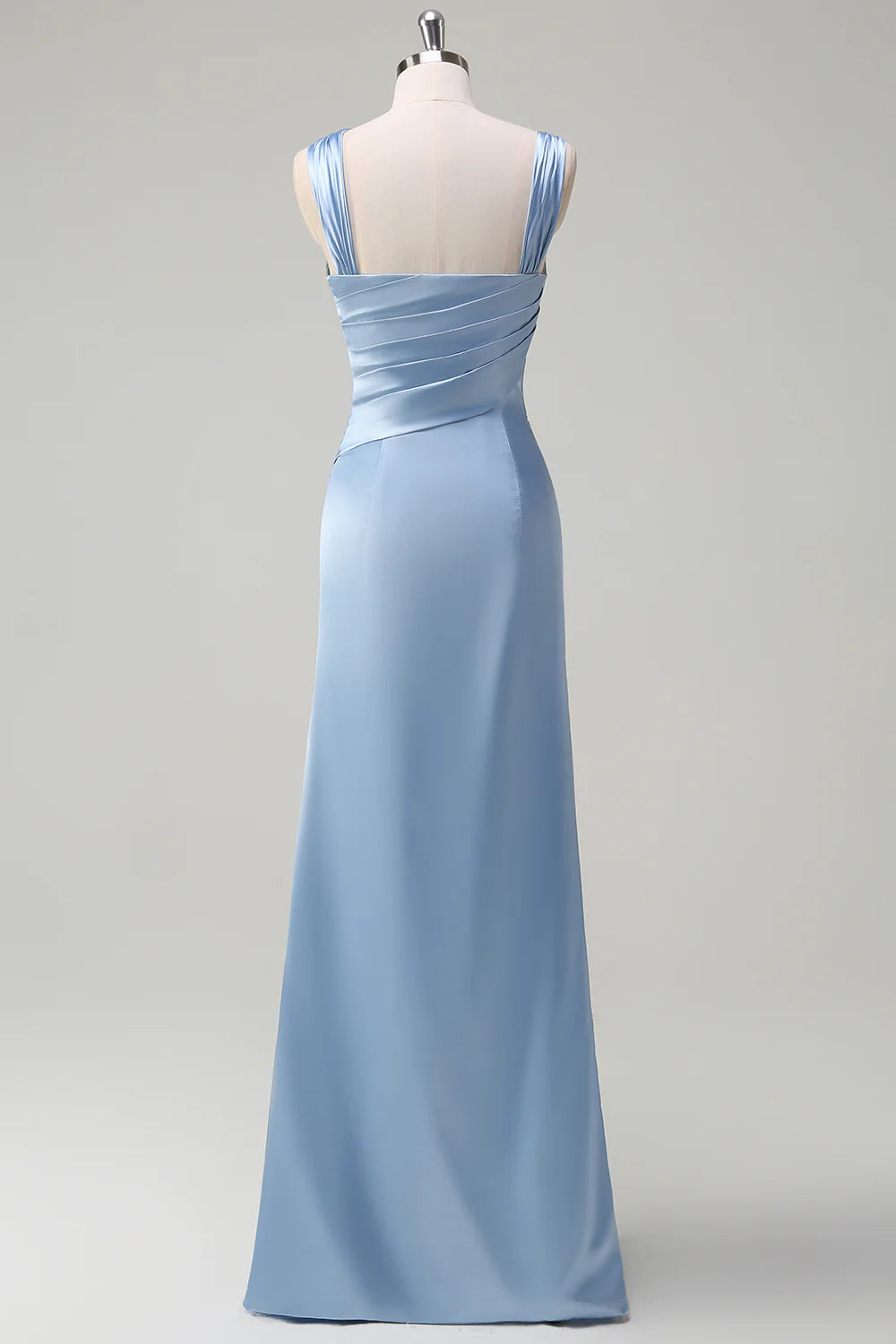 Sky Blue Sheath One Shoulder Long Evening Dress With Slit