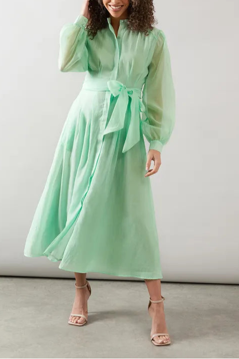 Floral Print Textured Organza Midi Shirt Mother Of The Bride Outfits Dress