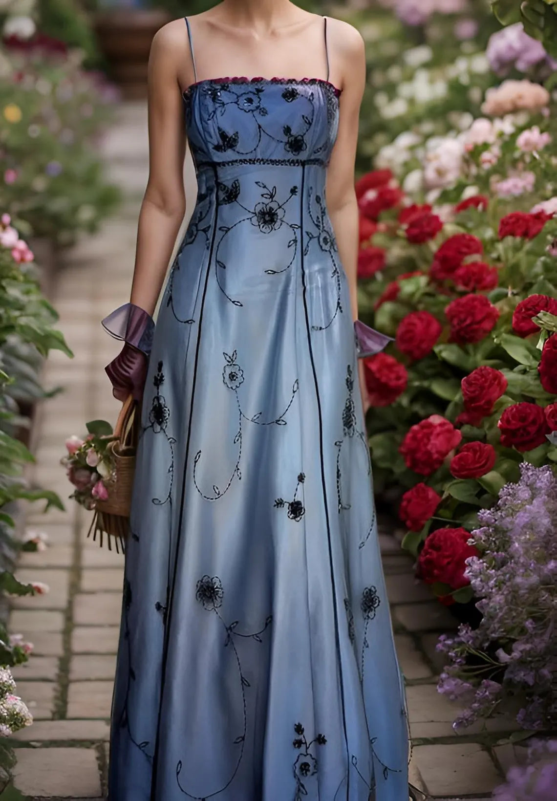 Vintage Green Prom Dress Blue Y2K Ombré Beaded Gown Prom Party Dress