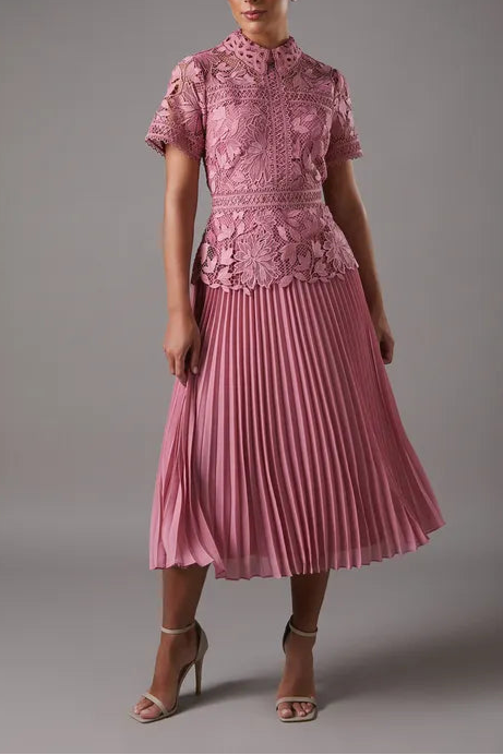 Lace Top Pleated Retract Your Waist Mother Of The Bride Outfits Dress