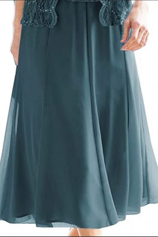 Mother of the Bride Dress With Lace Long Sleeves 3 Piece Outfit for Wedding Guest