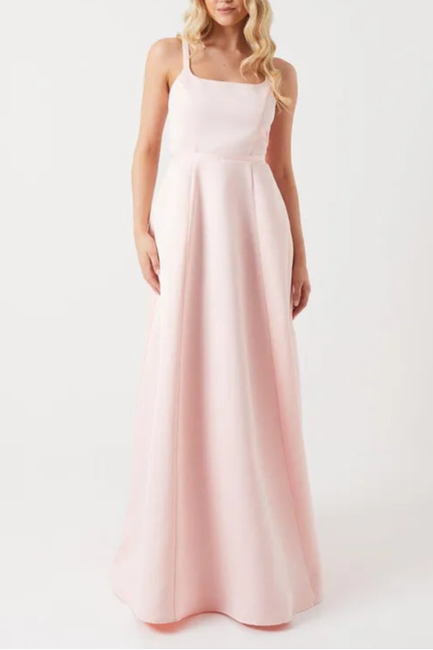 Spaghetti strap Structured Satin Full of charm Corset Full Skirt Bridesmaid Dress