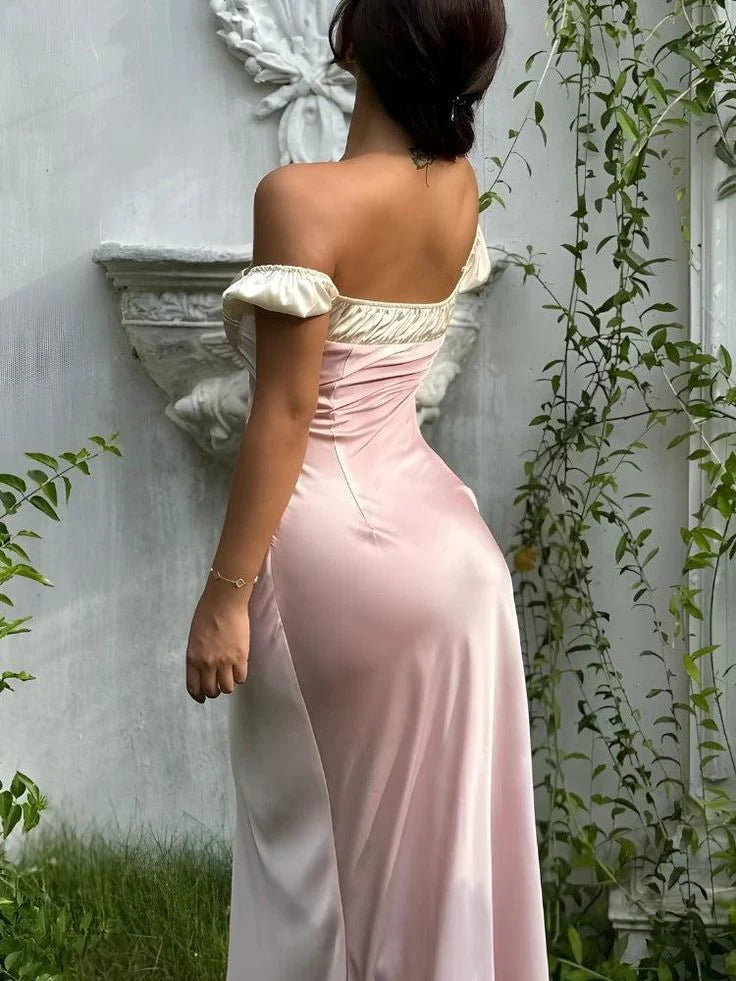 Sheath Satin Evening Dresses Gorgeous Elegant Off Shoulder Party Dresses