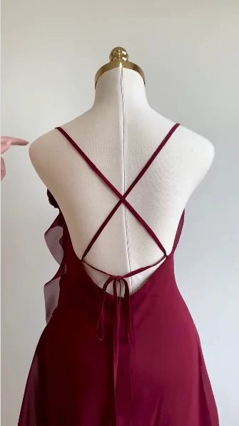 Burgundy Unique design Cocktail Dress Formal Short Retract Your Waist Prom Dresses